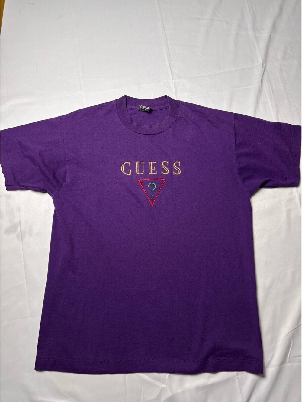 Guess Purple Embroidered Logo T-Shirt Size Large